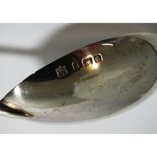 308 - CUT GLASS HANDLED STERLING SILVER SALAD SERVER SPOON WEIGHT 143g