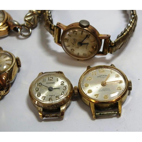 309 - FOUR LADIES WATCHES AND TWO WATCH FACES INCLUDES ROTARY AND SEKONDA