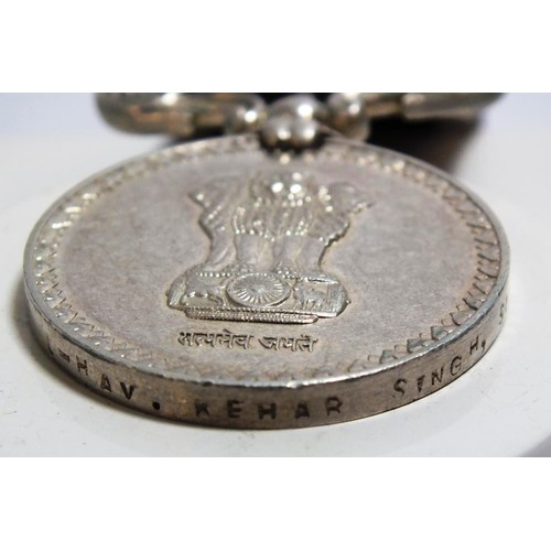 334 - INDIAN ARMY LONG SERVICE MEDAL TO KEHAR SIKHLI