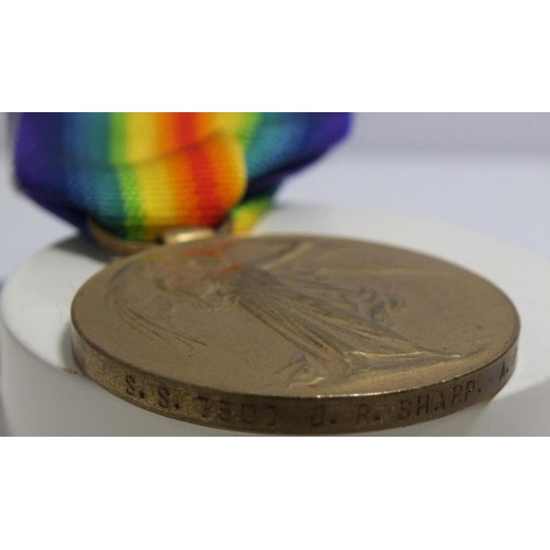 345 - WWI VICTORY MEDAL TO SHARP ROYAL NAVY