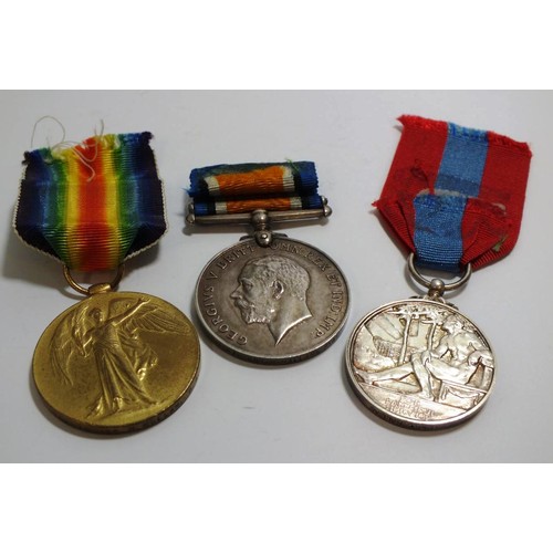 348 - WWI PAIR AND IMPERIAL SERVICE MEDAL TO HENRY HALLAM