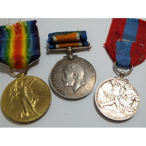 348 - WWI PAIR AND IMPERIAL SERVICE MEDAL TO HENRY HALLAM