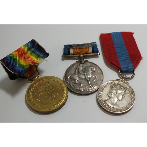 348 - WWI PAIR AND IMPERIAL SERVICE MEDAL TO HENRY HALLAM