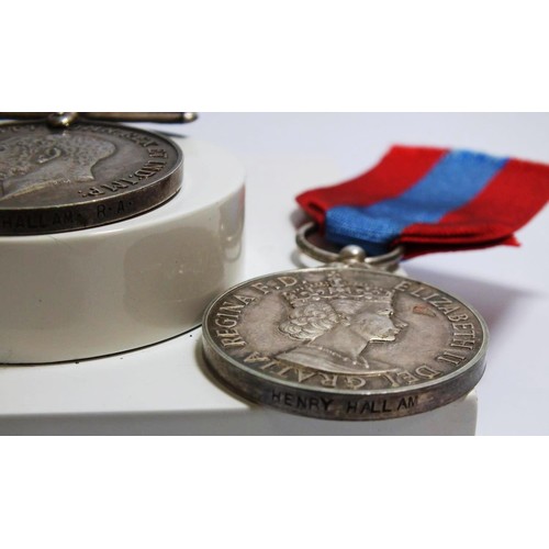 348 - WWI PAIR AND IMPERIAL SERVICE MEDAL TO HENRY HALLAM