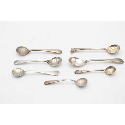 11 - 7 x Antique / Vintage Hallmarked .925 STERLING SILVER Condiment Spoons (35g)