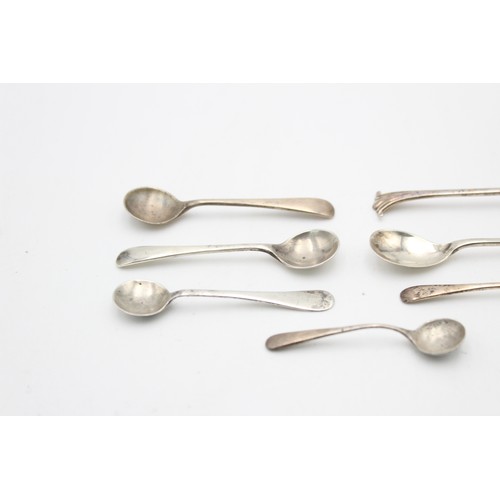 11 - 7 x Antique / Vintage Hallmarked .925 STERLING SILVER Condiment Spoons (35g)