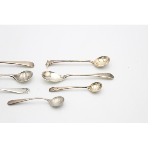 11 - 7 x Antique / Vintage Hallmarked .925 STERLING SILVER Condiment Spoons (35g)