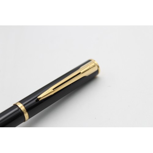 3 - WATERMAN Black Lacquer FOUNTAIN PEN w/ Gold Plate Nib WRITING Original Box