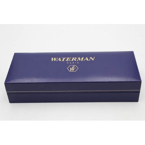 3 - WATERMAN Black Lacquer FOUNTAIN PEN w/ Gold Plate Nib WRITING Original Box