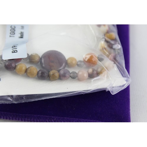 14 - 2 x .925 Sterling Silver TGGC GEMSTONE NECKLACES inc. Mookaite (50g)