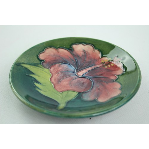 16 - Vintage Moorcroft Art Pottery Hibiscus Pattern Tube Lined Circular Dish