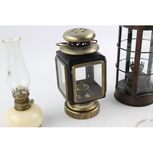 36 - 8 x Vintage LAMP Bases & Lanterns Inc. Oil & Paraffin Lamps, Miners, Brass Etc