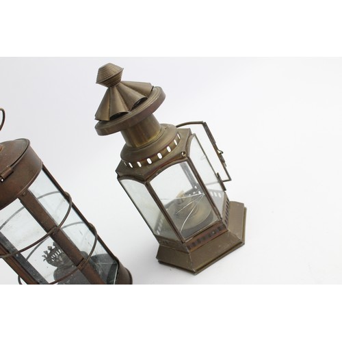 36 - 8 x Vintage LAMP Bases & Lanterns Inc. Oil & Paraffin Lamps, Miners, Brass Etc