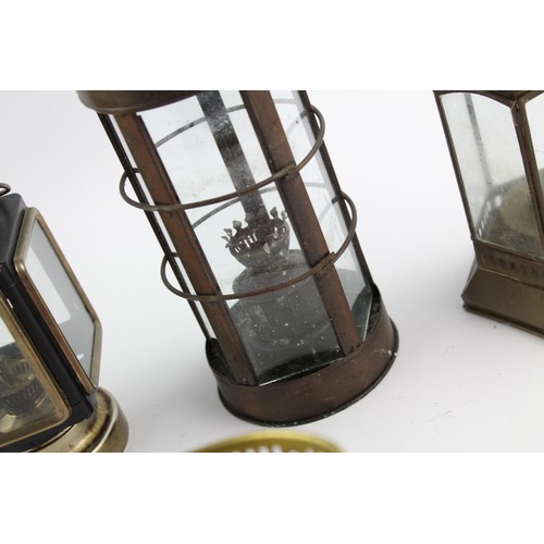 36 - 8 x Vintage LAMP Bases & Lanterns Inc. Oil & Paraffin Lamps, Miners, Brass Etc