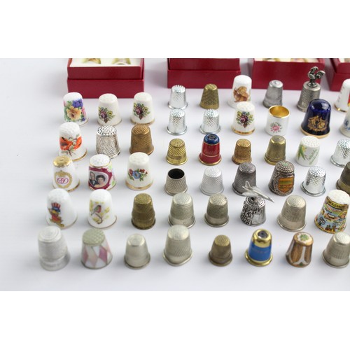 17 - 130+ x Assorted Vintage THIMBLES Inc Coalport, Silver Plate, Victoria China Etc