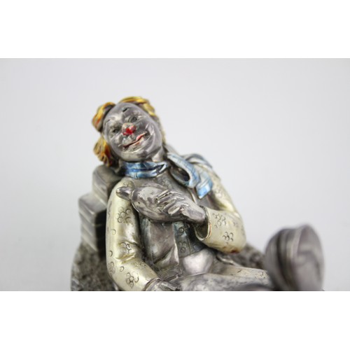 8 - Vintage Mida Argenti Hand Painted Sterling Silver Over Resin Clown Figurine