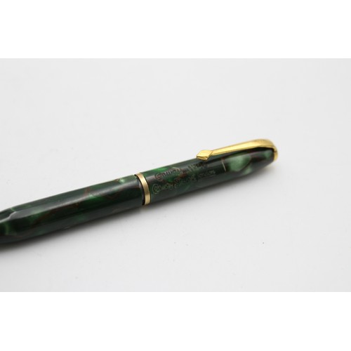 39 - Vintage CONWAY STEWART Dinke 550 Green FOUNTAIN PEN w/ 14ct Gold Nib, Pencil Etc