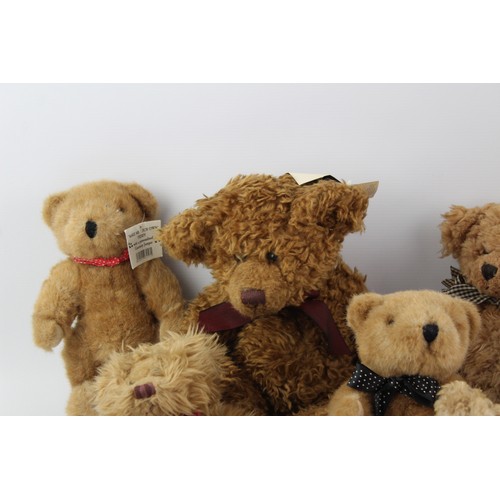 41 - 8 x Assorted Vintage / Modern Teddy Bears Inc. RUSS, Collectors, Bicycle, Etc