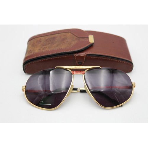 63 - Vintage Inspired FERRARI Gents 1970's Style Gold Tone Framed Aviator SUNGLASSES