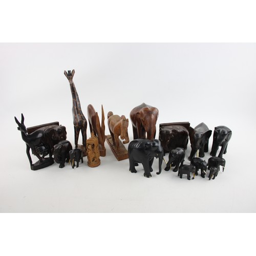 64 - Job Lot of Vintage Decorative WOODEN Animals Inc. Elephants, Antelope, Horses