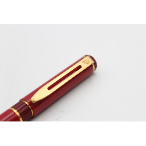 55 - Vintage WATERMAN Lacquer Burgundy FOUNTAIN PEN w/ Gold Plate Nib WRITING