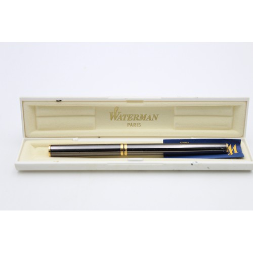 47 - WATERMAN Chrome Effect FOUNTAIN PEN w/ Gold Plate Nib WRITING Boxed