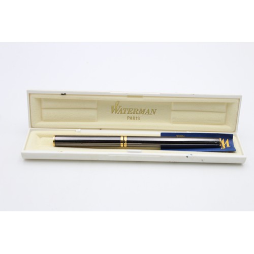 47 - WATERMAN Chrome Effect FOUNTAIN PEN w/ Gold Plate Nib WRITING Boxed