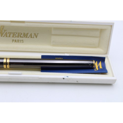 47 - WATERMAN Chrome Effect FOUNTAIN PEN w/ Gold Plate Nib WRITING Boxed