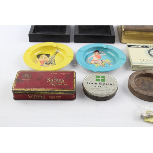 77 - 18 x Assorted Vintage TOBACCIANA Inc Advertising, Ash Trays, Brass, Tins Etc