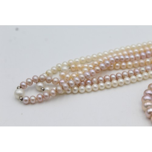 79 - Vintage .925 Sterling Silver Multi-Strand Pearl NECKLACE & BRACELET SET (83g)