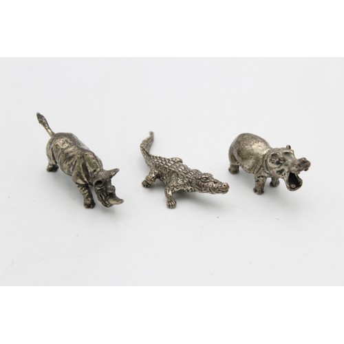 50 - 3 x .800 CONTINENTAL SILVER Decorative Miniature Animal Ornaments / Figures 88g