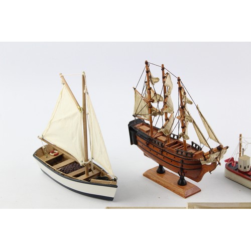 80 - 6x Antique / Vintage Boat & Ship Models Inc Fishing, HMS Victory, Yacht, Sailing