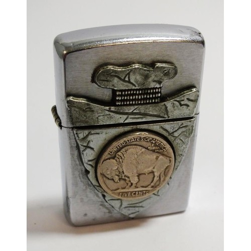 397 - RARE BUFFALO AND COIN ZIPPO LIGHTER