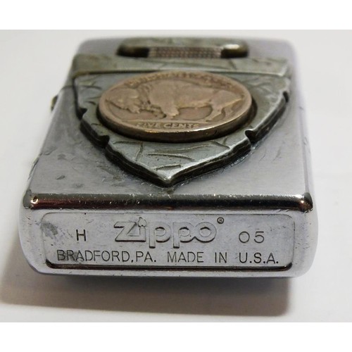 397 - RARE BUFFALO AND COIN ZIPPO LIGHTER