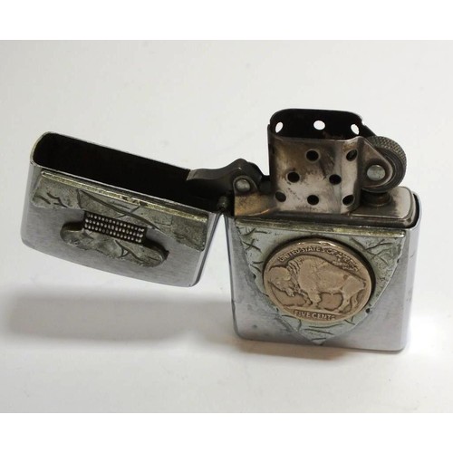 397 - RARE BUFFALO AND COIN ZIPPO LIGHTER