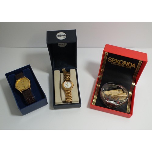 405 - THREE BOXED SEKONDA WATCHES - VINTAGE