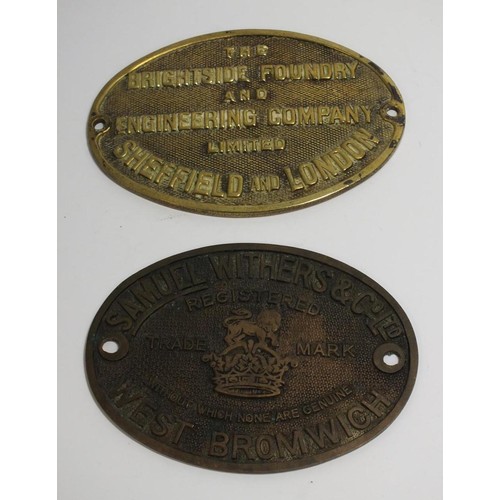 407 - TWO ADVERTISING BRONZE/BRASS PLAQUES