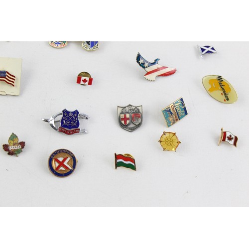 87 - 45 x Assorted Vintage FLAGS & PLACES Pin / Lapel Badges Inc Enamel Etc