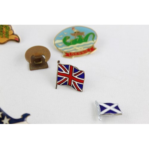 87 - 45 x Assorted Vintage FLAGS & PLACES Pin / Lapel Badges Inc Enamel Etc