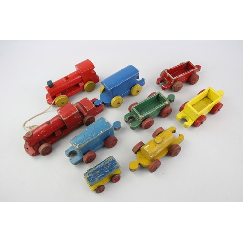 100 - Assorted Vintage Wooden Toys Inc. Blocks, Puzzles, Train, Snoopy, Kaleidoscope