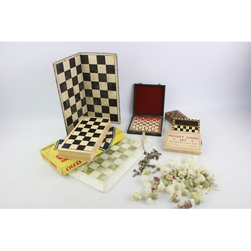 120 - 10 x Assorted Vintage Chess Sets & Accessories Inc. Polished Gemstone, Full Sets