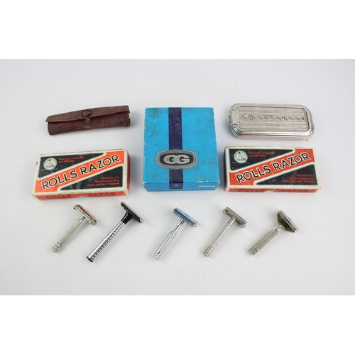 121 - 10 x Assorted Gents Grooming RAZORS Inc Vintage, Boxed, Rolls, Gillette Etc