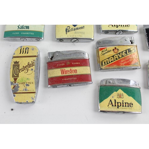 143 - 8 x Assorted Vintage Advertising Cigarette LIGHTERS Inc Chesterfield, Alpine Etc