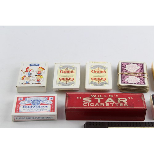 125 - 12 x Assorted Vintage ADVERTISING PLAYING CARDS & GAMES Inc. Cribbage & Dominoes