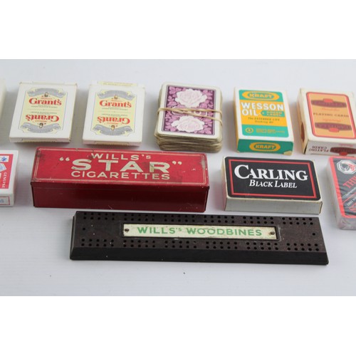 125 - 12 x Assorted Vintage ADVERTISING PLAYING CARDS & GAMES Inc. Cribbage & Dominoes