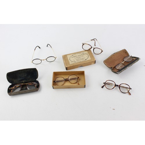 138 - 6 x Antique / Vintage SPECTACLES Inc Rolled Gold, Boxed, Tortoiseshell Etc