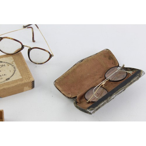 138 - 6 x Antique / Vintage SPECTACLES Inc Rolled Gold, Boxed, Tortoiseshell Etc