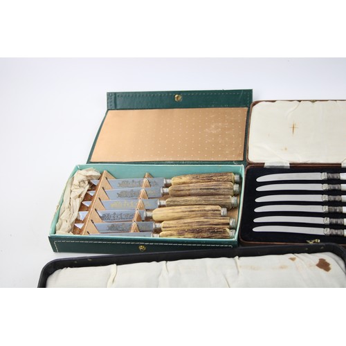 148 - 6 x Vintage Boxed Cutlery Sets Inc Black Hawk Germany, Mother of Pearl, Engraved