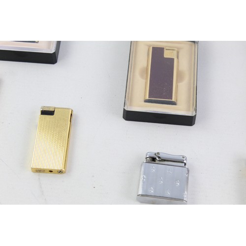 194 - 8 x Assorted Vintage COLIBRI Cigarette LIGHTERS Inc Boxed, Moletric, Gold Tone