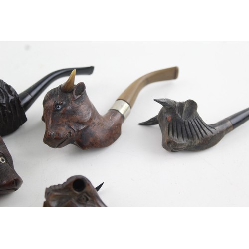 170 - 5 x Vintage Carved Buffalo / Bull Estate Smoking Pipes Inc. RAOB